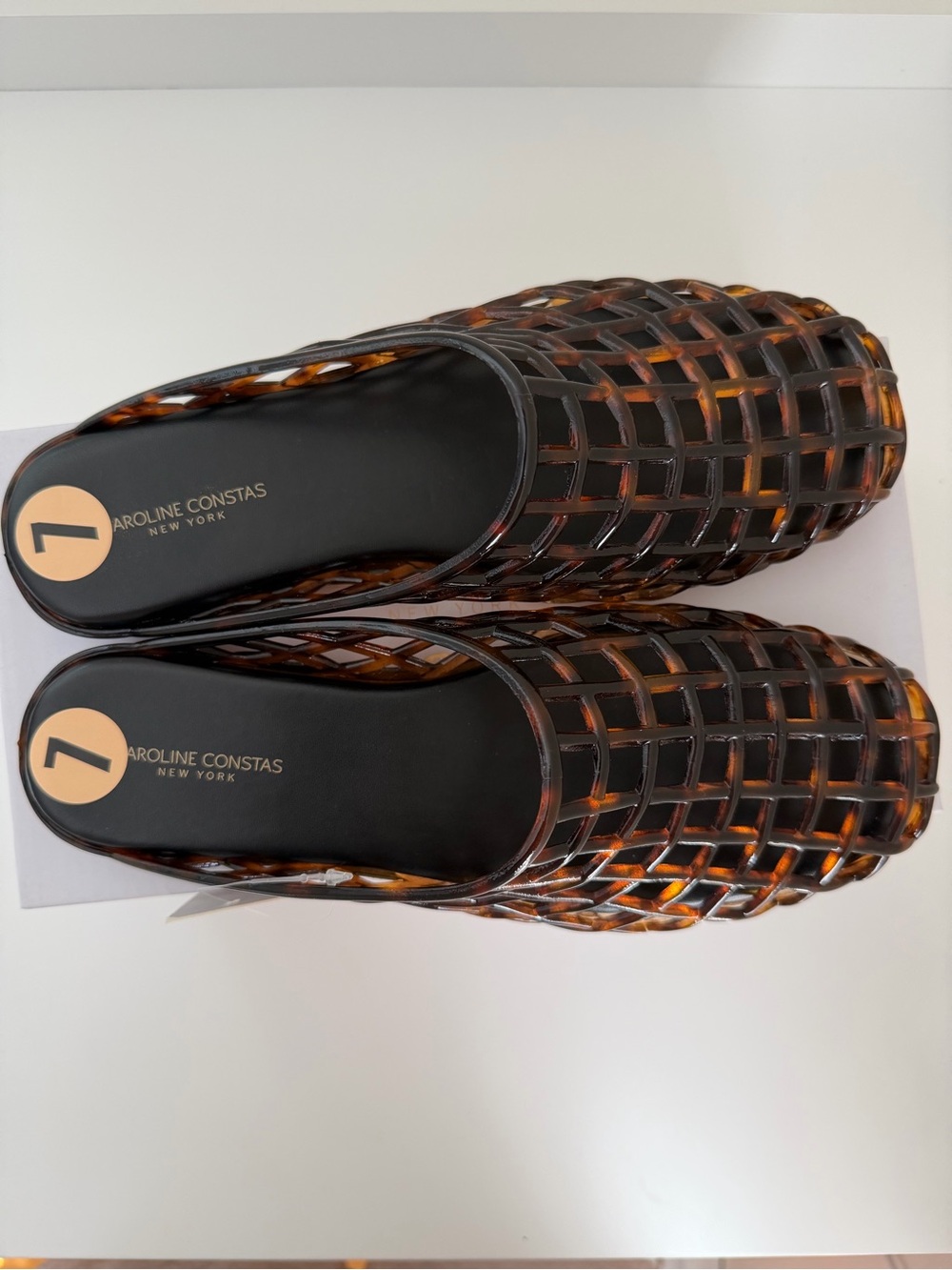 Caroline Constas Woven Jelly Mules in Tortoiseshell Size US 7 NWB - Picture 5 of 7